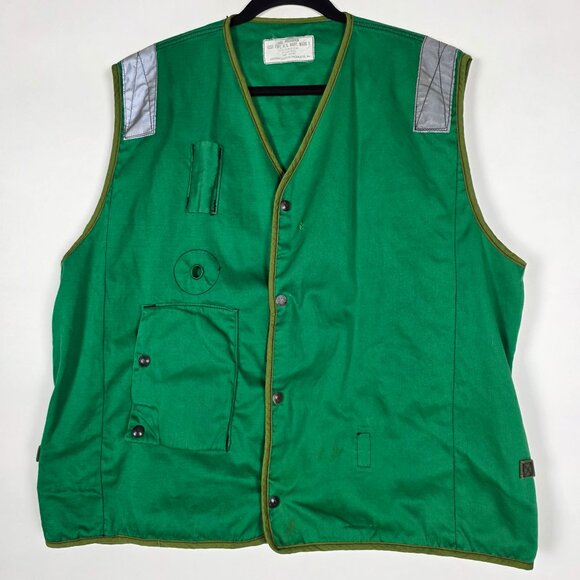 Vintage 80s US Navy Mark 1 Life Preserver Mens Large Sleeveless Green Vest - Picture 1 of 9